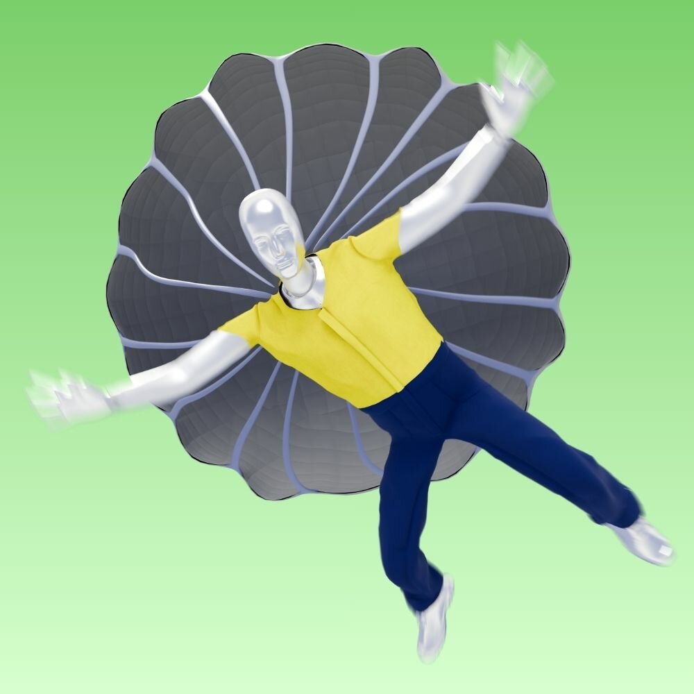 Human figure with parachute
