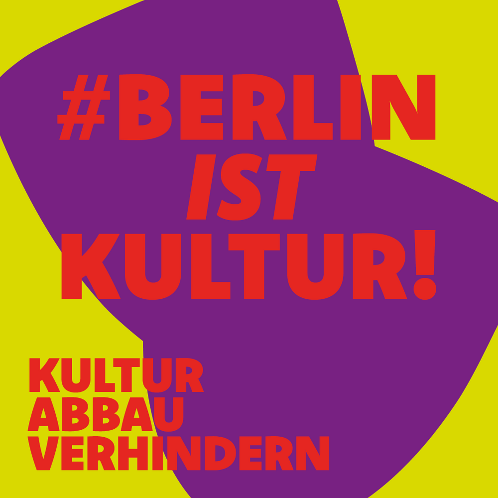 Rote Berlin Ist Kultur Text auf gelb und violett